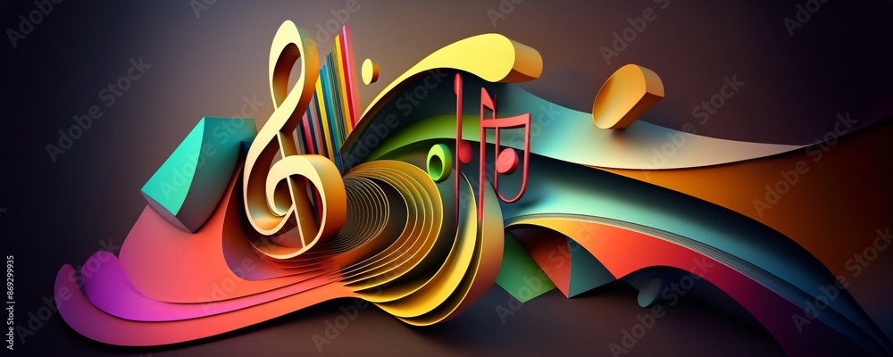 Wall mural abstract background with clef, modern multicolor music background with abstract structure