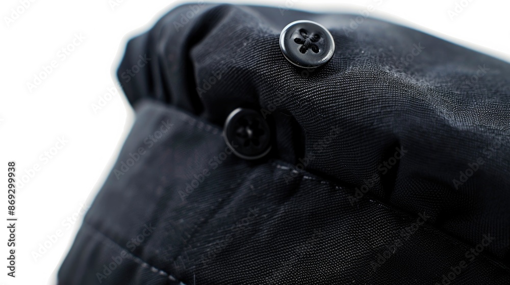Poster A close-up shot of a bag with a button, suitable for use in various contexts where a small bag or accessory is required