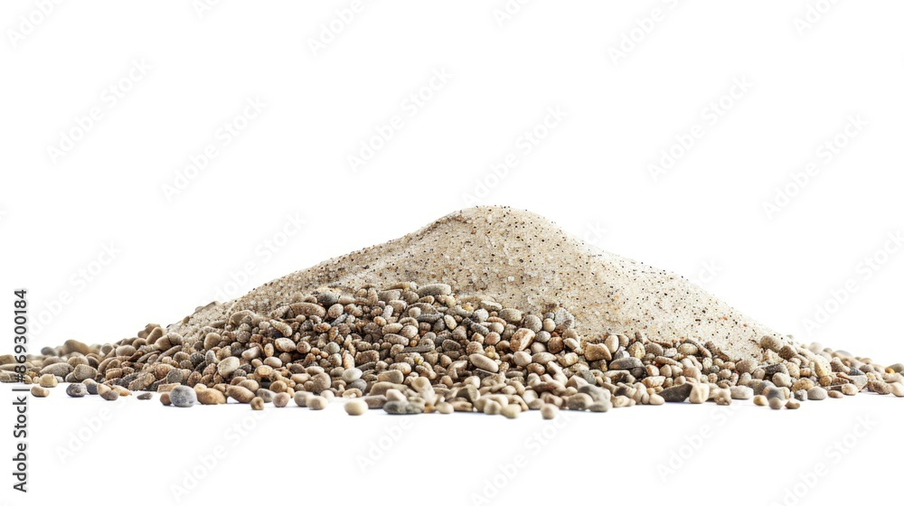 Poster a pile of gravel sits on a white surface, ready for use or display