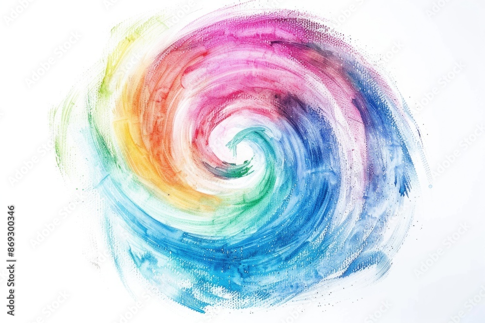 Poster a colorful rainbow swirl design on a white background