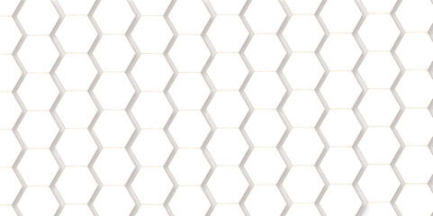 Abstract pattern with hexagonal white and gray technology line paper background. Hexagonal 3d vector grid tile and mosaic structure simple style hexagonal graphic concept. Futuristic surface design.
