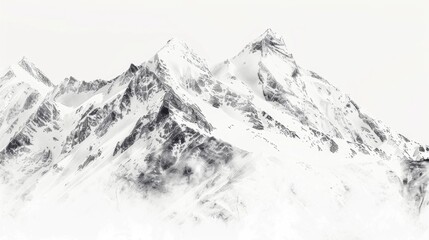 Obraz premium A black and white photograph of a snowy mountain landscape