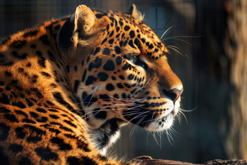 Naklejka premium Close-up Portrait of a Majestic Leopard