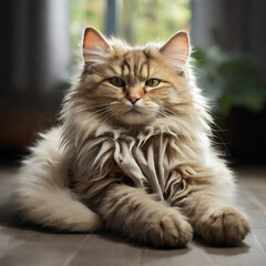 Portrait of beautiful cat exploring. Generative Ai