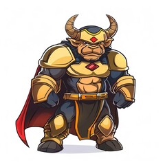 Bison superhero cartoon isolated whitebackground