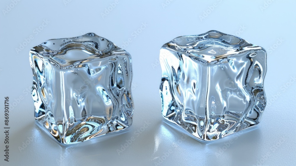 Poster A pair of ice cubes sit atop a surface, ready for use in various applications