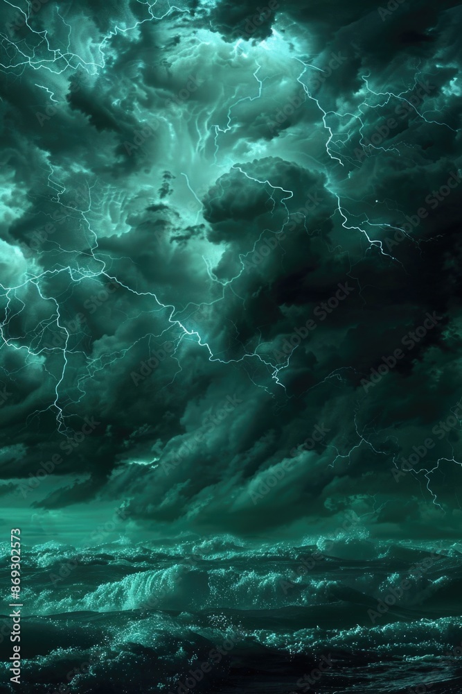Aufkleber a dark and ominous stormy sky with lightning illuminating the clouds, great for use in weather or at