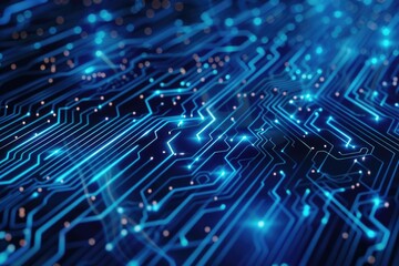 Obraz premium Close-up shot of a computer circuit board with various electronic components and wires