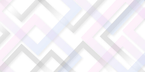 White abstract geometric background with white paper sheets soars as abstract spaces with rectangles, parallel stripes, perspective, shadows in simple strict modern material in triangle and square.