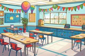 Step into a classroom adorned with bright and inviting decorations, as it sets the stage for a heartwarming reunion filled with joy and excitement.