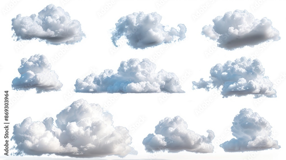 Poster a collection of clouds on a white background