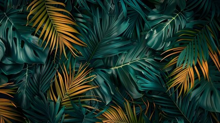 Green tropical leaves nature background
