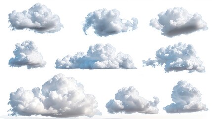 A collection of clouds on a white background