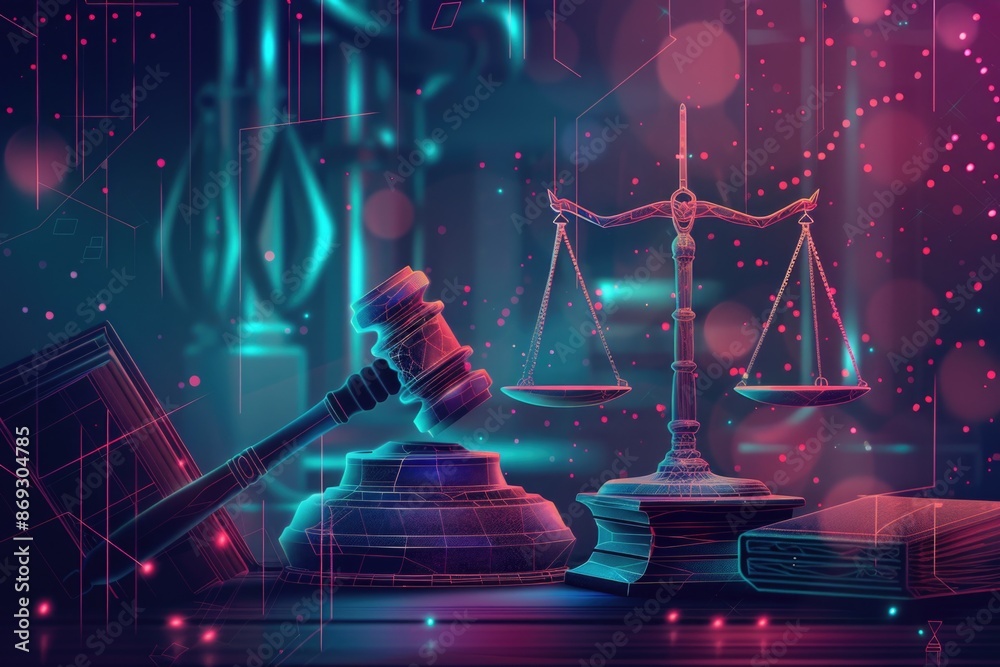 Poster a gavel sitting on top of a stack of books, often used in courtroom settings or as a symbol of autho