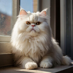 Portrait of beautiful cat exploring. Generative Ai