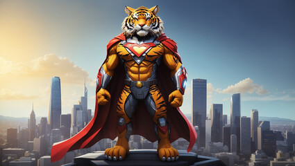 A tiger wearing a superhero costume