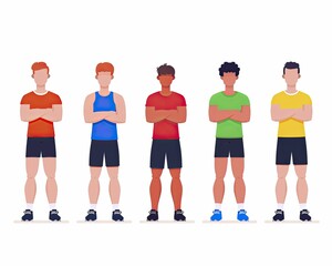 Obraz premium Diverse group of people exercising together, showing inclusivity and community