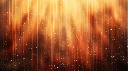 A background of vertical orange lines with brown gradient, the top is darker and bottom light, little dust particles in air. Generative AI.