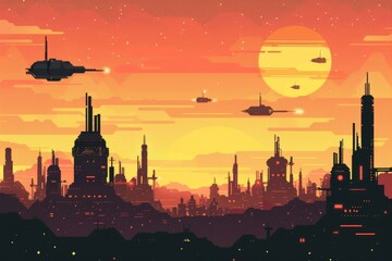 Naklejka premium Future city in space, modern, Eps 10 illustration