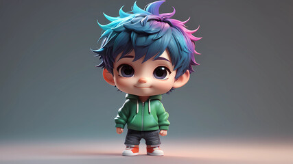 4d photographic image of full body image of a cute little chibi boy realistic, vivid colors octane render trending on artstation, artistic photography, photorealistic concept art, soft natural volumet
