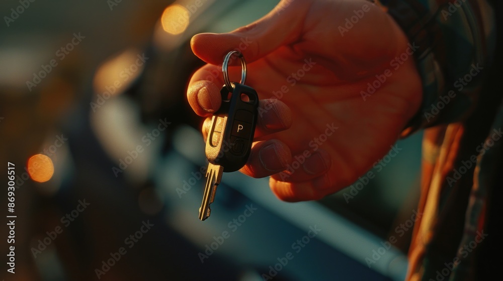 Poster A person holds a bunch of keys in their hand