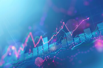 Using digital data indicators to analyze trade charts on LEDs to visualize financial market trade data. Style of double exposure.