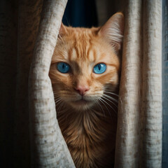 Portrait of beautiful cat exploring. Generative Ai