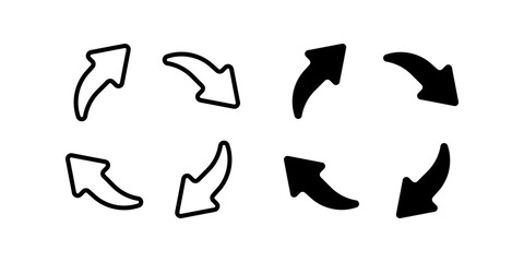 Arrows icon set.  Recycle Symbol. for mobile concept and web design. vector illustration on white background