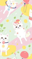 Cute anime summer cats art applique outdoors.