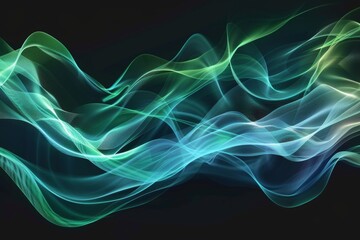 Obraz premium Stock technology creates a green wave on a black background