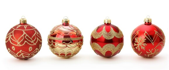 New Year festival ornament balls for decoration on clean png background, luxury glass ball elements for Christmas.