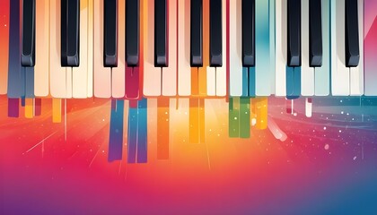 Fototapeta premium Abstract background with piano keys with colorful stripes and gradient colors
