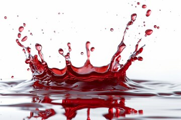 Splash of red berry jam on transparent background with little bubbles, Fruity strawberry sauce, liquid fluid element flowing, red juice swirl.