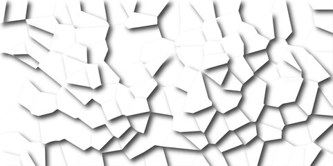 Abstract white paper cut shadows background realistic crumpled paper decoration textured with multi tiles mosaic seamless pattern. Quartz cream white Broken Stained Glass.3d shapes.	
