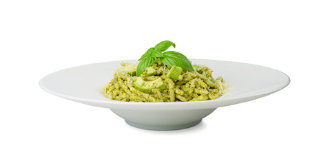 Trofie Al Pesto, Italian Pasta with Pesto Sauce, Traditional Genovese Troffie, Fusilli Pugliesi, Liguria Food