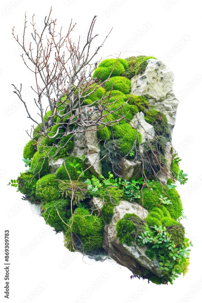 Aufkleber a natural scene of a moss-covered rock surrounded by a tree, perfect for use in nature-inspired desi