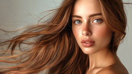 Naklejka premium Portrait of a Woman with Flowing Hair