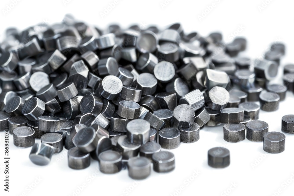Poster a collection of metal screws arranged neatly on a white background, ideal for use in illustrations, 