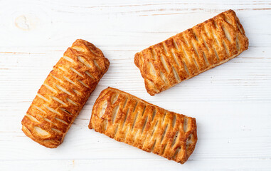Golden Puff pastry stuffed with sausage and cheese