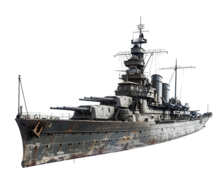 naval Warship on White Background