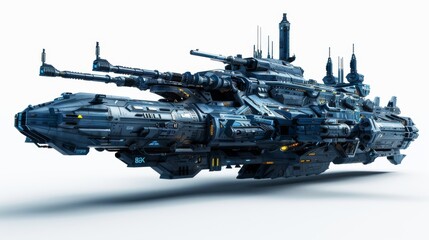 Spaceship flying, UFO spacecraft in flight, silhouette, 3D rendering, alien spaceship