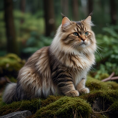 Portrait of beautiful cat exploring. Generative Ai