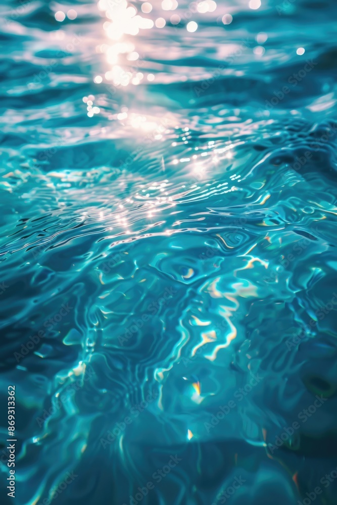 Poster A photo of the water's surface with bright sunlight, suitable for use in various contexts such as travel, nature, or inspiration