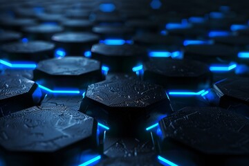 Fototapeta premium 3D render illustration of abstract hexagonal background. Futuristic technology honeycomb mosaic.