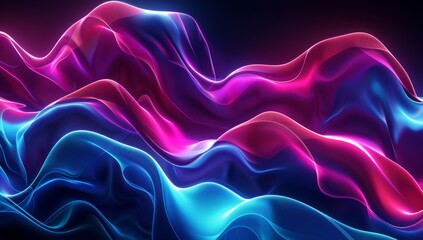 Obraz premium Stunning bright neon blue and pink curvy futuristic abstract galaxy laser sci-fi high resolution artwork