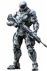 Isolated alien soldier with energy helmet. Background is transparent