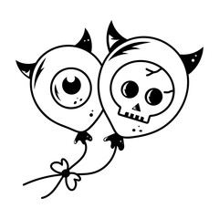 A halloween balloons icon designed in doodle style 