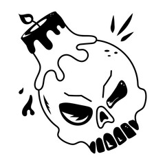 A candle skull icon designed in glyph style 