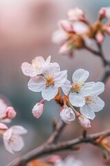 A detailed view of colorful flowers growing on a tree branch