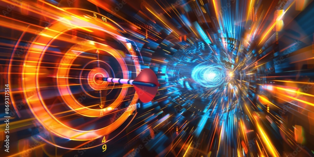 Poster A sharp dart hits a bullseye in the middle of a whirlpool, capturing attention